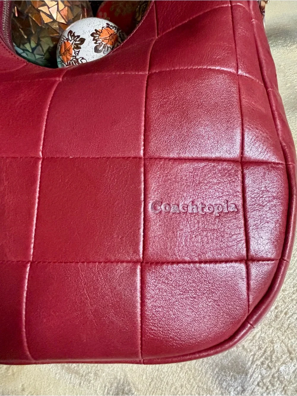 Coach Coachtopia Alter/Ego Crescent Shoulder Bag Dark Ruby CCM62 Quilted Hobo
